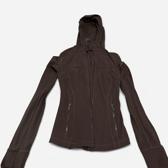 Women's Dark Brown Lululemon track Jacket with Hood - Picture 1 of 4